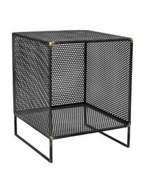 Stolik pomocniczy z metalu Loft, Metal, grubo perforowany z odsłoniętymi mosiężnymi spoinami, Czarny, S 40 x W 50 cm