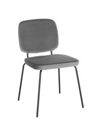 Fluwelen stoelen Jasper, 2 stuks, Bekleding: fluweel (hoogwaardig poly, Poten: gepoedercoat metaal, Grijs, B 49 x D 57 cm