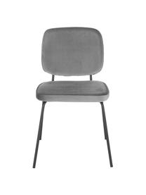 Krzesło tapicerowane z aksamitu Jasper, 2 szt., Tapicerka: aksamit (wysokiej jakości, Nogi: metal malowany proszkowo, Szary, S 49 x G 57 cm