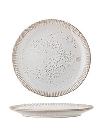 Assiettes plates faites main avec émail réactif Thea, 4 pièces, Grès cérame, Couleur crème, chiné, Ø 27 cm