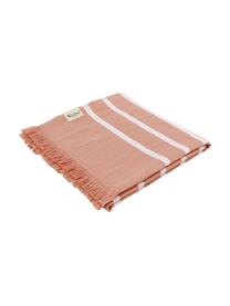 Fouta pur coton 100x180 Filena, Rouge terracotta, blanc