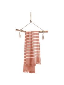 Fouta pur coton 100x180 Filena, Rouge terracotta, blanc