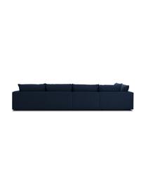 XXL-Ecksofa Tribeca in Dunkelblau, Bezug: 100% Polyester Der hochwe, Gestell: Massives Buchenholz, Füße: Massives Buchenholz, lack, Webstoff Dunkelblau, B 405 x T 228 cm