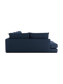 Sofa narożna XXL Tribeca, Tapicerka: poliester Dzięki tkaninie, Stelaż: lite drewno sosnowe, Nogi: lite drewno sosnowe, laki, Ciemnoniebieska tkanina, S 405 x G 228 cm