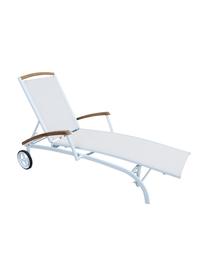 Witte zonnebed Andy, Frame: gepoedercoat aluminium, Bekleding: textiel, Wit, 70 x 188 cm