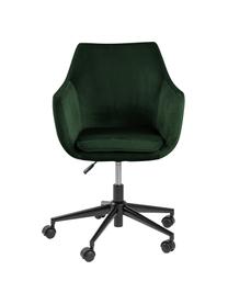 Fauteuil de bureau en velours Nora, hauteur ajustable, Vert forêt, noir, larg. 58 x prof. 58 cm