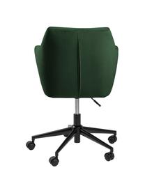 Fauteuil de bureau en velours Nora, hauteur ajustable, Vert forêt, noir, larg. 58 x prof. 58 cm