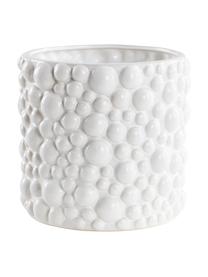 Cache-pot artisanal aspect bulle Zio, Céramique, Blanc, Ø 22 x haut. 21 cm