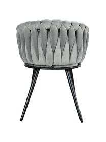 Krzesło z podłokietnikami z aksamitu Larissa, Tapicerka: aksamit (100% poliester), Nogi: metal, Aksamitny szary, nogi: czarny, S 63 x G 55 cm