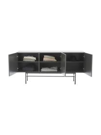 Modernes Sideboard Anders mit 3 Türen in Grau, Korpus: Mitteldichte Holzfaserpla, Füße: Metall, pulverbeschichtet, Grau, 160 x 79 cm