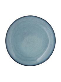 Assiette plate en grès bleu gris faite main Sandrine, Grès cérame, Tons bleus, Ø 22 x haut. 2 cm