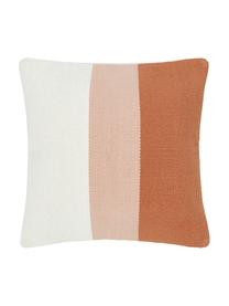 Handgeweven kussenhoes Lopes met strepen, 100% katoen, Oranje,roze,wit, B 45 x L 45 cm