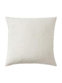 Housse de coussin 50x50 tissu bouclé blanc Coda, 97 % polyester, 3 % acrylique, Blanc, larg. 50 x long. 50 cm