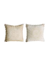 Coussin à imprimé Paloma, 2 élém., Beige, blanc