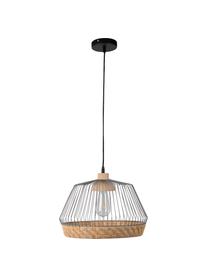 Suspension en rotin Birdy, Abat-jour : rotin, gris clair Attache : bois d'hévéa, Ø 38 x haut. 27 cm