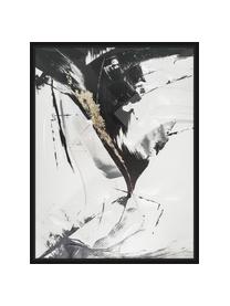 Tableau sur toile encadré Tranquillizing, Noir, blanc, or, larg. 62 x long. 82 cm