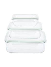 Set 3 contenitori per alimenti Alma, Contenitore: vetro temperato, privo di, Trasparente, verde chiaro, Set in varie misure