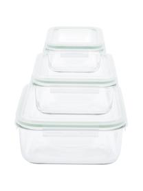 Set 3 contenitori per alimenti Alma, Contenitore: vetro temperato, privo di, Trasparente, verde chiaro, Set in varie misure