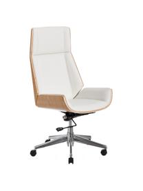 Sedia girevole da ufficio Dingo, Rivestimento: similpelle (poliuretano), Struttura: truciolato, Gambe: metallo, Ruote: materiale sintetico, Bianco, Beige, Larg. 66 x Prof. 65 cm