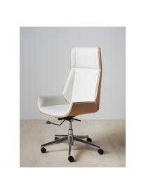 Krzesło biurowe Dingo, obrotowe, Tapicerka: sztuczna skóra (poliureta, Stelaż: płyta wiórowa, Nogi: metal, Biały, beżowy, S 66 x G 65 cm