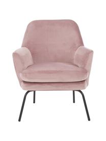 Sillón de terciopelo Chisa, Tapizado: poliéster efecto terciope, Patas: metal, pintura en polvo, Terciopelo rosa, An 68 x F 73 cm