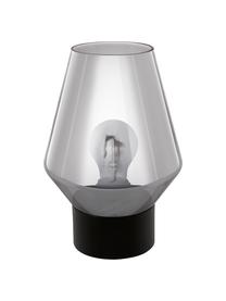Tafellamp Verelli van glas, Lampenkap: glas, Lampvoet: gecoat hout, Grijs, Ø 17 x H 25 cm