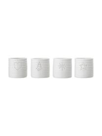Teelichthalter-Set Sara, 4-tlg., Steingut, Weiss, Ø 7 x H 7 cm
