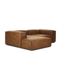 Divano angolare componibile in pelle riciclata Lennon, Rivestimento: pelle riciclata (70 % pel, Rivestimento: imbottitura in schiuma co, Pelle marrone, Larg. 238 x Prof. 180 cm, chaise-longue a destra
