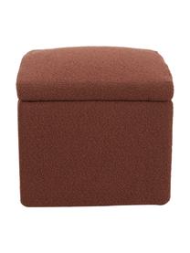 Pouf avec rangement tissu bouclé rouge rouille Winou, Tissu bouclé rouge rouille, larg. 50 x haut. 48 cm