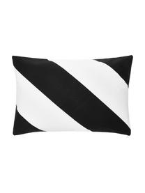 Housse de coussin rectangulaire blanc noir Ren, 100 % coton, Blanc, noir, larg. 30 x long. 50 cm