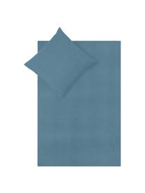 Pościel z bawełny z efektem sprania Guy, Niebieski, 155 x 220 cm + 1 poduszka 80 x 80 cm