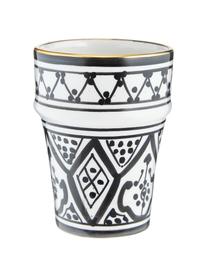 Mug céramique marocaine artisanale Beldi, Céramique, Noir, couleur crème, or, Ø 8 x haut. 11 cm, 300 ml