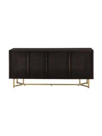 Credenza con ante in legno massiccio a spina di pesce Luca, Struttura: metallo rivestito, Legno di mango, dorato, Larg. 160 x Alt. 70 cm