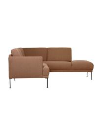 Sofa narożna Fluente, Tapicerka: 100% poliester Dzięki tka, Stelaż: lite drewno sosnowe z cer, Nogi: metal malowany proszkowo, Jasnobrązowa tkanina, S 221 x G 200 cm, lewostronna
