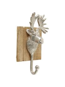 Wandhaken Alfo, 2 Stück, Haken: Aluminium, Helles Holz, Silberfarben, B 22 x H 9 cm