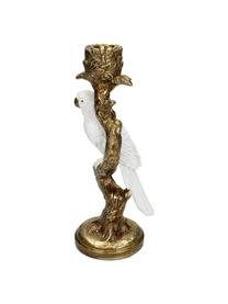 Candelabro Parrot, Poliresina, Dorato, bianco, Larg. 10 x Alt. 26 cm