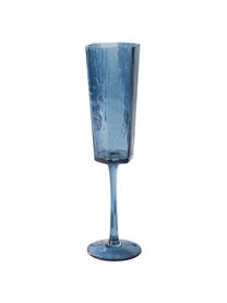 Champagneglas Amory in blauw, 4 stuks, Glas, Blauw, transparant, Ø 6 x H 26 cm, 230 ml