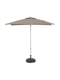 In hoogte verstelbare parasol Elba, knikbaar, Frame en spaken: aluminiumkleurig. Bespanning: taupe, B 200 x H 250 cm