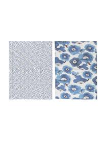 Baumwoll-Geschirrtücher-Set Dandelion, 2-tlg., Baumwolle, Weiß, Blau, 50 x 70 cm