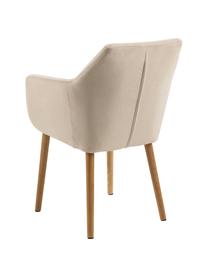 Chaise scandinave pieds en bois Nora, Tissu beige, larg. 58 x haut. 58 cm