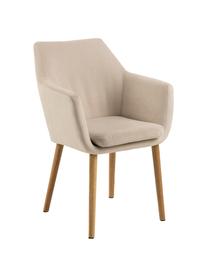 Chaise scandinave pieds en bois Nora, Tissu beige, larg. 58 x haut. 58 cm