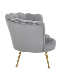 Fluwelen fauteuil Oyster in grijs, Bekleding: fluweel (polyester), Frame: massief populierenhout, m, Poten: gegalvaniseerd metaal, Fluweel grijs, B 81 x D 78 cm