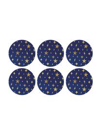 Posavaso Etoiles, 6 uds., Corcho, Azul, dorado, Ø 10 cm