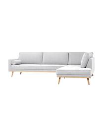 Ecksofa Saint (4-Sitzer) in Hellgrau mit Eichenholz-Füßen, Bezug: Polyester Der hochwertige, Gestell: Massives Kiefernholz, Spa, Webstoff Hellgrau, B 294 x T 220 cm