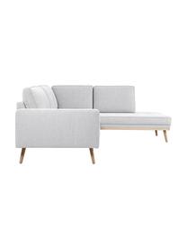 Sofa narożna  z nogami z drewna dębowego Saint (4-osobowa), Tapicerka: poliester Dzięki tkaninie, Jasnoszara tkanina, S 294 x G 220 cm