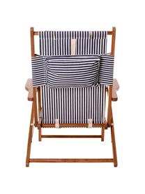 Klappbarer Liegestuhl Tommy, Sitzfläche: 50 % Baumwolle, 50 % Poly, Gestell: Teakholz, Teakholz, Navyblau, Weiß, B 66 x H 87 cm