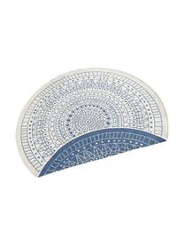 Rond dubbelzijdig in- en outdoor vloerkleed Porto, met patroon, 100% polypropyleen, Blauw, crèmekleurig, Ø 200 cm (maat L)