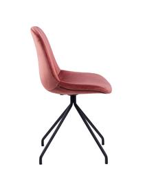 Chaise rembourrée velours Eva, Rouge corail