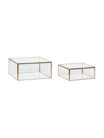 Boîte de rangement en verre Karie, 2 élém., Laiton, transparent, Lot de différentes tailles