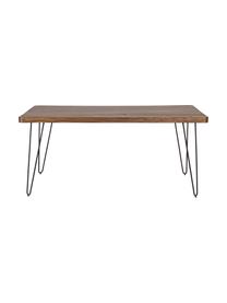 Mesa de comedor Edgar, tablero de madera maciza, Tablero: madera de acacia, Patas: metal, Madera de acacia, negro, An 175 x F 90 cm